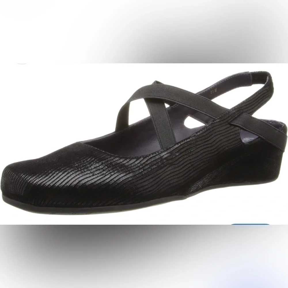 Van Eli Marjory blk w slght sprkle & elstc crss cross strps slngbk shoes SZ 6.5